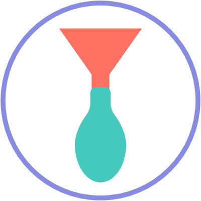 Put the funnel into the neck of the balloon