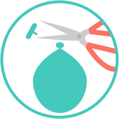 Tie the neck of the balloon tightly and snip off the excess rubber