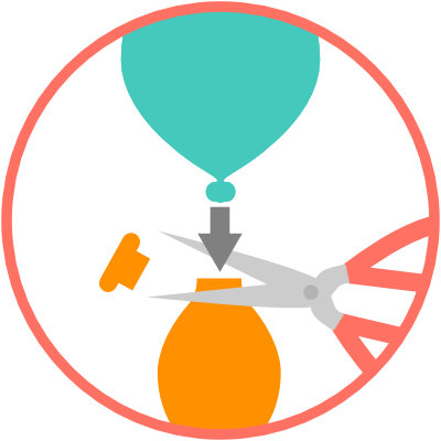 Cut the neck off the second balloon and stuff the first one into it (knotted end first)