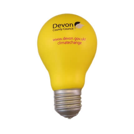 Light bulb shaped stress ball in yellow