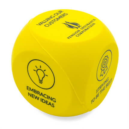 Yellow Decision Dice Stress Ball Side Two